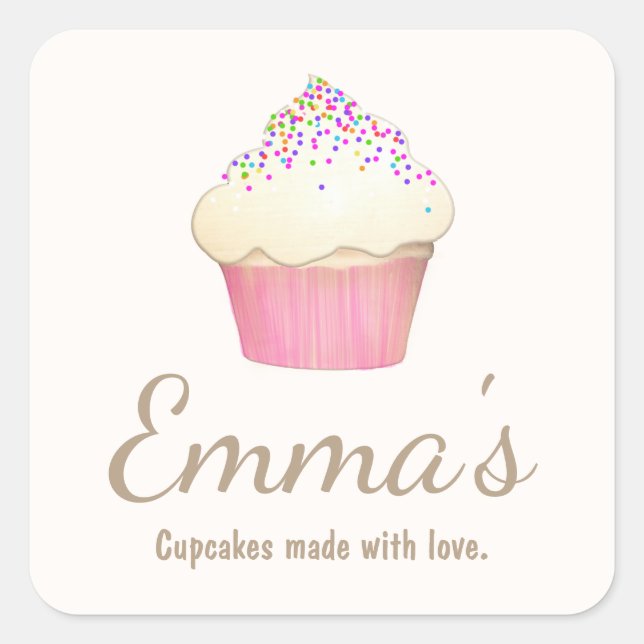 Cupcake Baker Bakery Chef Catering Square Sticker (Front)