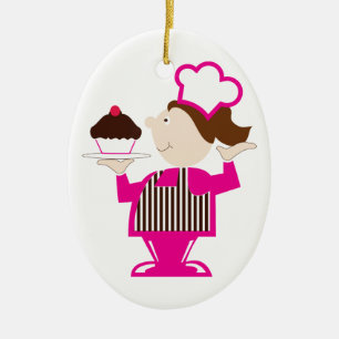 Cupcake Baker Ceramic Tree Decoration