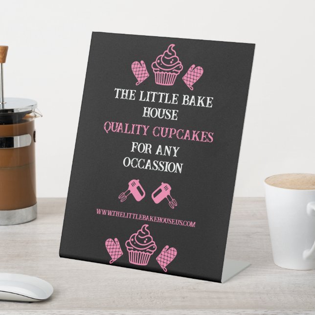 Cupcake Baker Pedestal Sign (In SItu)