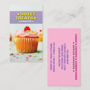 Cupcake Baker & Sweet Treats   Pastel Bakery Business Card
