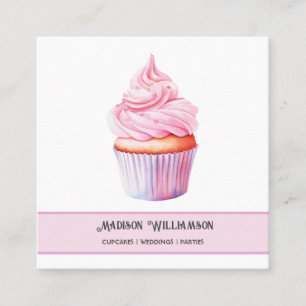 Cupcake Bakery   Baker Chef Catering OR Code  Square Business Card