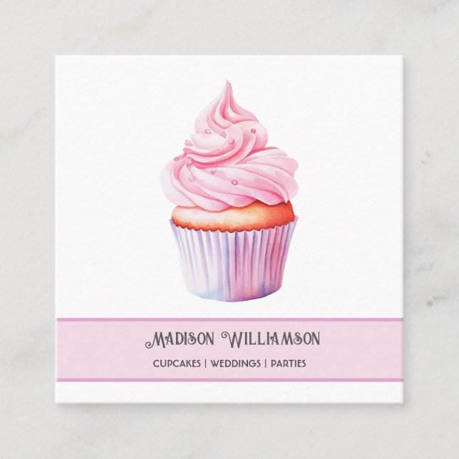 Cupcake Bakery | Baker Chef Catering OR Code  Square Business Card (Front)