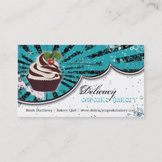 Cupcake Bakery Bold Stylish Grunge Business Card