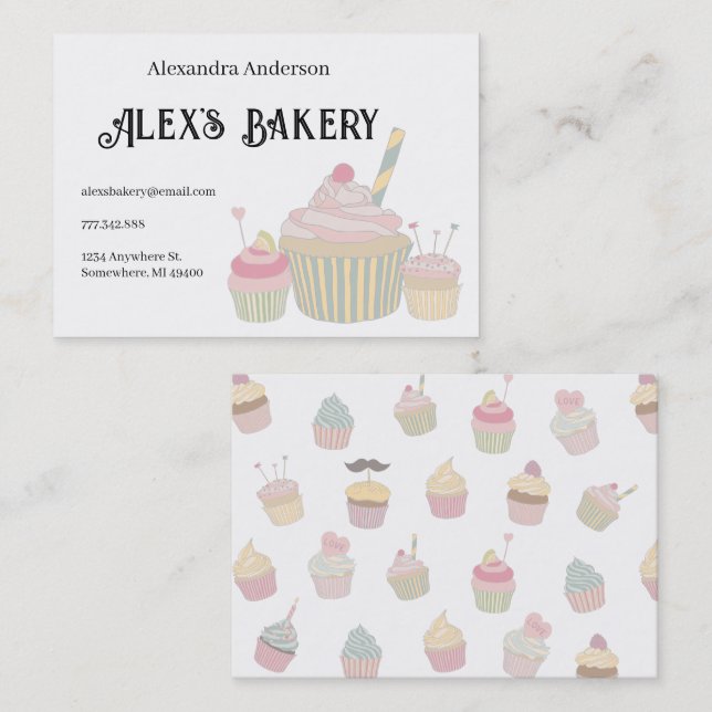 Cupcake Bakery Business  Business Card (Front/Back)