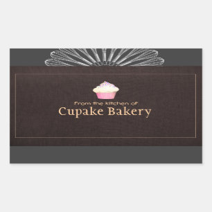 Cupcake Bakery Business Card Brown Label Sticker