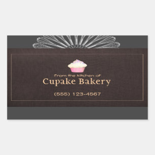 Cupcake Bakery Business Card Brown Label Sticker