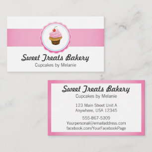 Cupcake Bakery Business Cards Cake Catering Pink