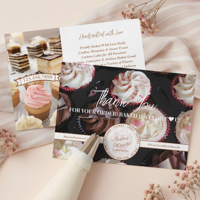 Cupcake Bakery Business Photo Thank You for Order  Card (Cupcake Bakery Business Photo Thank You for Order)