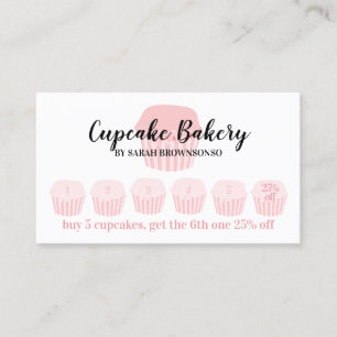 Cupcake Bakery Cafe Loyalty Punch Discount Business Card