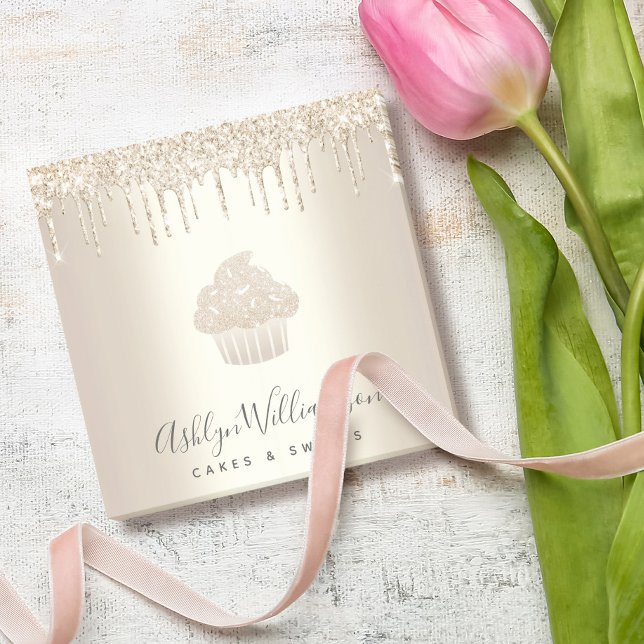 Cupcake Bakery Chef Champagne Gold Glitter Drips Post-it Notes (Creator Uploaded)