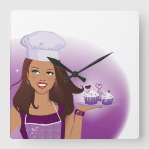 Cupcake Bakery Clock Illustrated