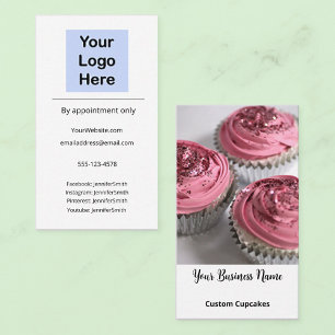 Cupcake Bakery Elegant Photo Custom Logo Business Card