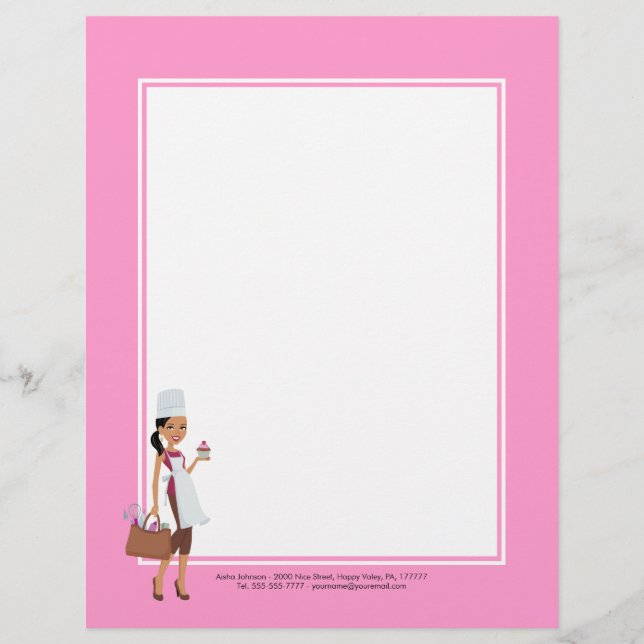 Cupcake Bakery Letterhead African American #1 (Front)
