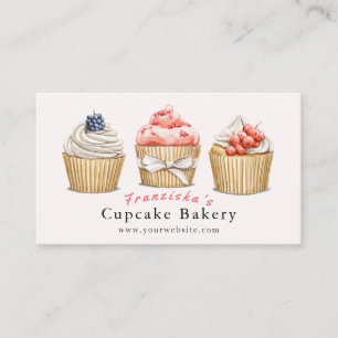 Cupcake Bakery Light Pink Bakery Business Card