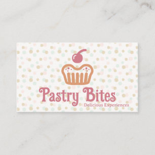 Cupcake Bakery Logo   Polka Dot Pattern Business Card