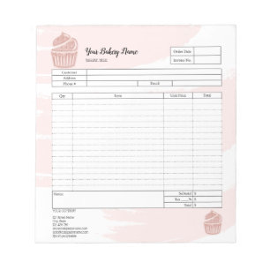 Cupcake Bakery Mixer Order Form Invoice  Notepad