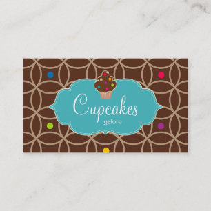 Cupcake Bakery Modern Dots Chocolate Blue Business Card