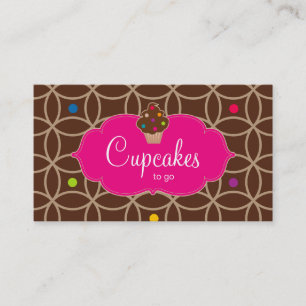 Cupcake Bakery Modern Dots Chocolate Pink Business Card