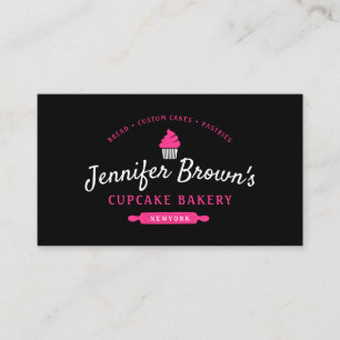 Cupcake Bakery Pastry Cake Decoration Black Business Card