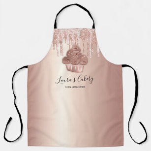 Cupcake Bakery Pastry Chef Glitter Drips Rose Gold Apron