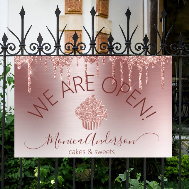 Cupcake Bakery Pastry Chef Glitter Drips Rose Gold Banner (Cupcake Bakery Pastry Chef Glitter Drips Rose Gold Banner)
