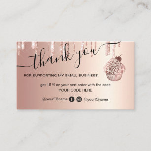 Cupcake Bakery Pastry Chef Glitter Drips Rose Gold Business Card