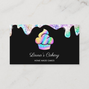 Cupcake Bakery Pastry Chef Holographic Business Ca Business Card