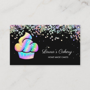 Cupcake Bakery Pastry Chef Holographic Business Ca Business Card