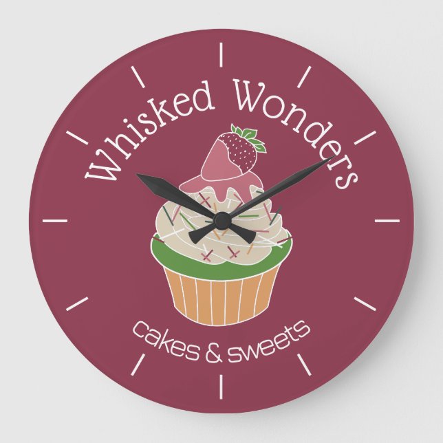 Cupcake Bakery Pastry Chef Large Clock (Front)