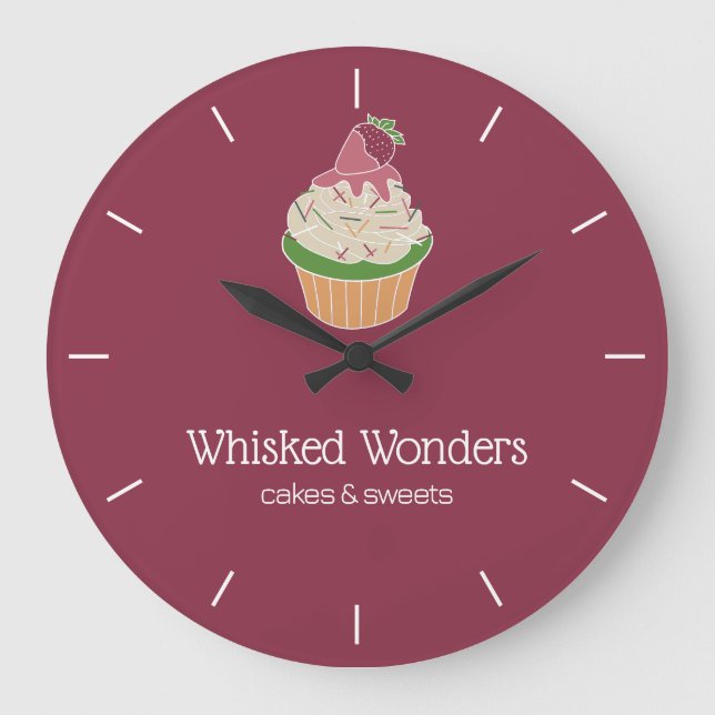 Cupcake Bakery Pastry Chef Large Clock (Front)