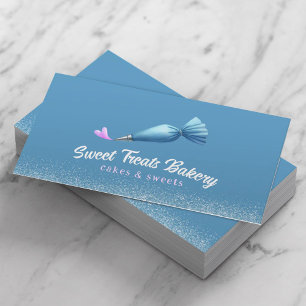 Cupcake Bakery Pastry Chef Piping Bag Heart Logo Business Card
