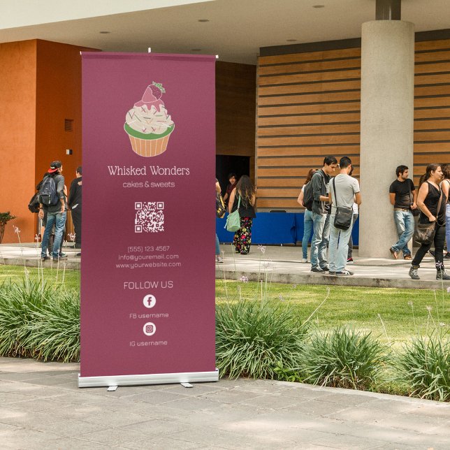 Cupcake Bakery Pastry Chef QR Code Retractable Banner (Cupcake Bakery Pastry Chef QR Code Retractable Banner)