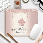 Cupcake Bakery Pastry Chef Rose Gold Glitter Drips Mouse Mat<br><div class="desc">Make a stylish impression with this elegant, sophisticated, simple, and modern custom name mousepad. A sparkly, rose gold cupcake, script handwritten typography and glitter drips overlay a faux metallic rose gold ombre background. Personalise with your full name, job title, or other info. Makes a chic, professional and fashionable statement for...</div>