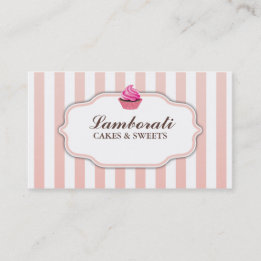 Cupcake Bakery Pink Cute Elegant Modern Business Card