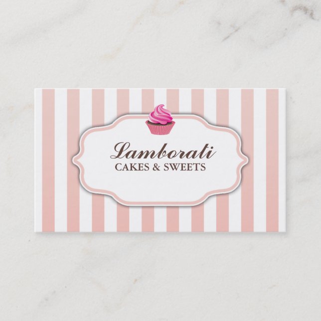 Cupcake Bakery Pink  Cute Elegant Modern Business Card (Front)
