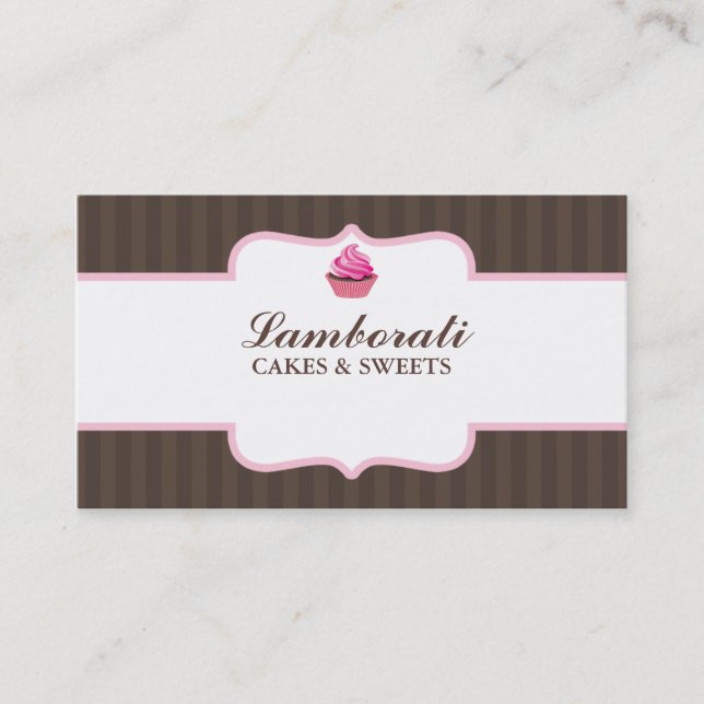 Cupcake Bakery Pink Elegant Modern Cute Business Card (Front)