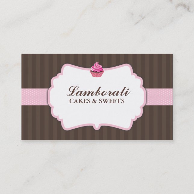 Cupcake Bakery Pink Elegant Modern Cute Business Card (Front)