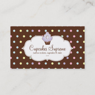 Cupcake Bakery Polka Dots Chocolate Mauve Business Card