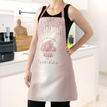 Cupcake Bakery Rose Gold Glitter Drips Typography Apron<br><div class="desc">Here’s a wonderful way to add to the fun of baking. Add extra sparkle to your culinary adventures whenever you wear this elegant, sophisticated, simple, and modern apron. A sparkly, rose gold cupcake, script handwritten typography and glitter drips overlay a girly faux metallic rose gold ombre background. Personalise with your...</div>