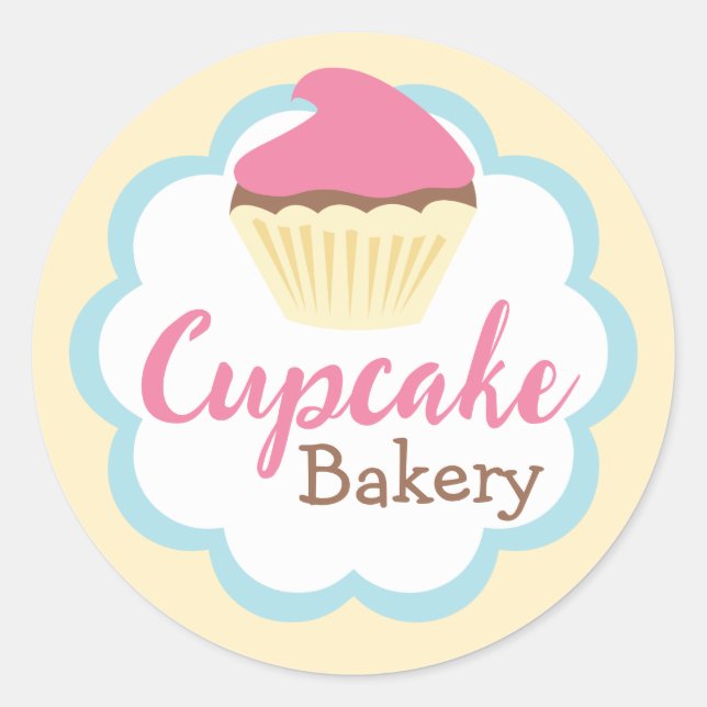 Cupcake Bakery Scallop Sticker Label (Front)