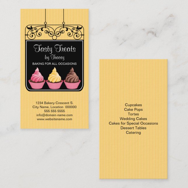 Cupcake Bakery Storefront Sign Business Card (Front/Back)
