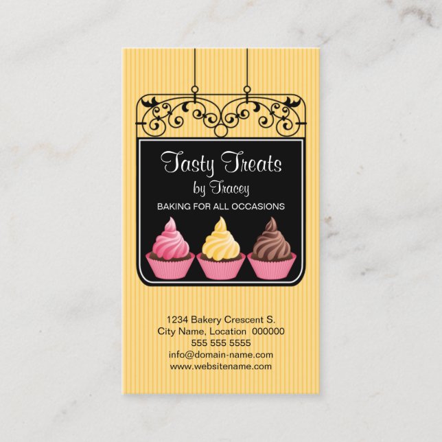 Cupcake Bakery Storefront Sign Business Card (Front)