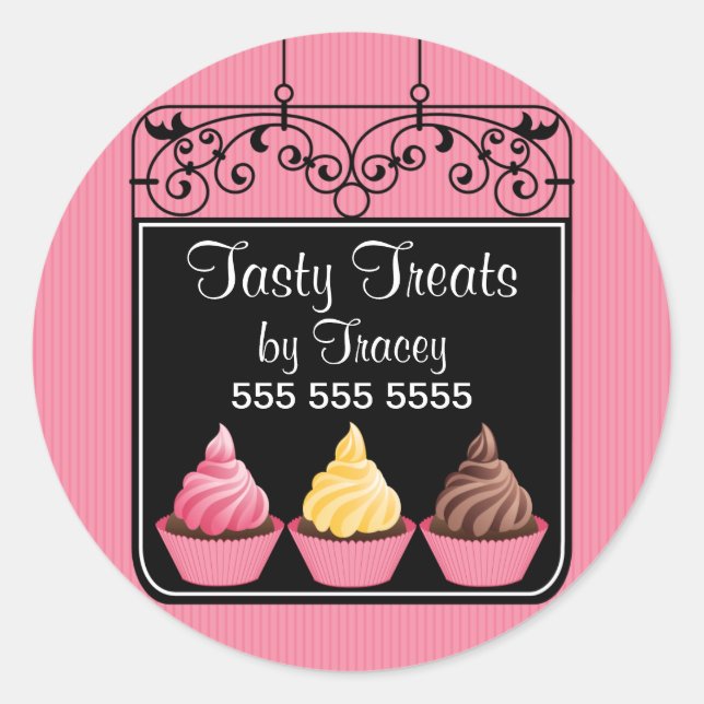 Cupcake Bakery Storefront Sign Stickers (Front)
