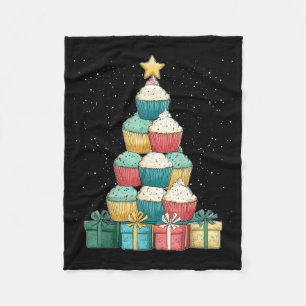 Cupcake Baking Baker Christmas Tree Xmas Fleece Blanket
