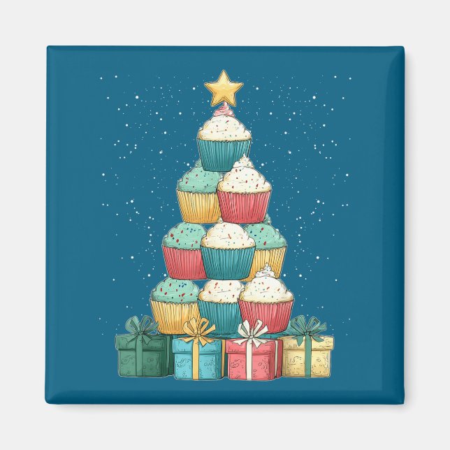 Cupcake Baking Baker Christmas Tree Xmas  Magnet (Front)