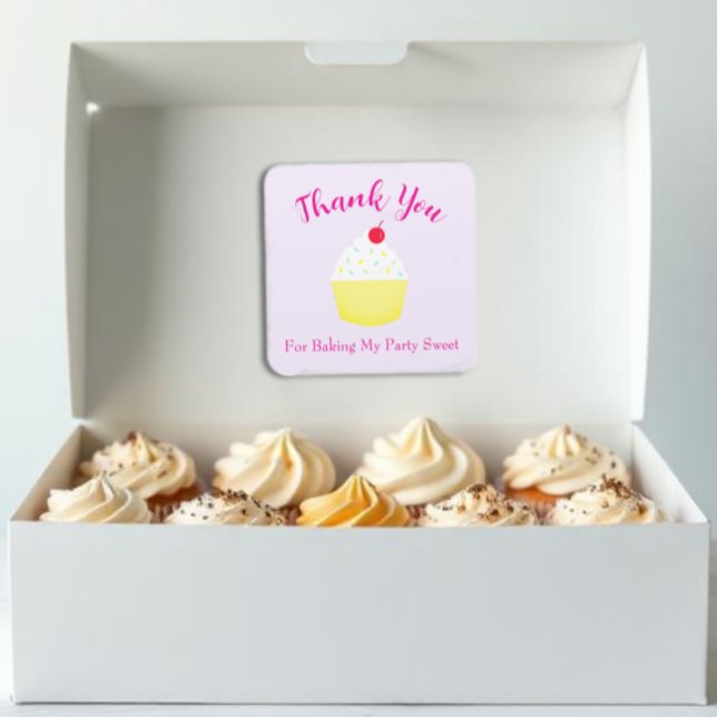 Cupcake Baking Birthday Square Sticker (Creator Uploaded)