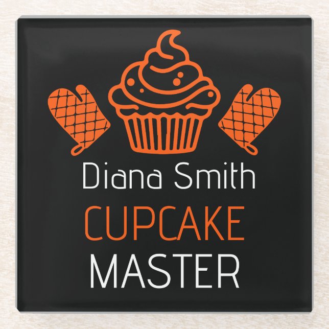 Cupcake Baking Course Glass Coaster (Front)
