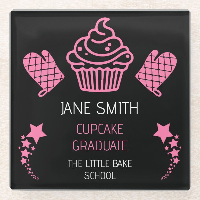 Cupcake Baking Course Glass Coaster (Front)