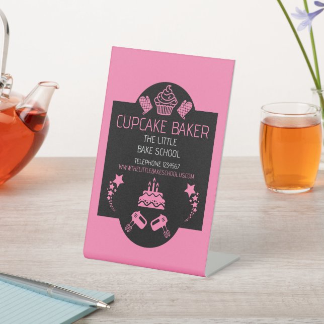 Cupcake Baking Course Pedestal Sign (In SItu)