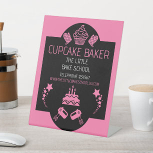 Cupcake Baking Course Pedestal Sign